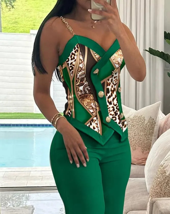 2 Piece Sets Women Outfit Sexy One Shoulder Ruched Top & Casual Straight Leg Pants Suits for Female Spring 2024 Fashion New