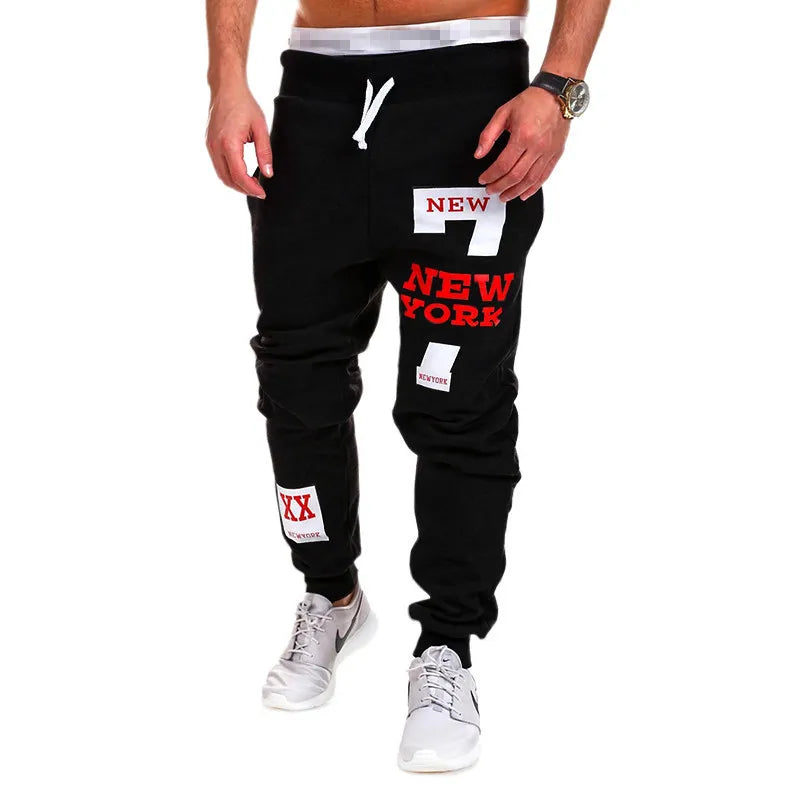 Letter Graphic Print Sweatpants for Men Hip Hop Joggers Sports Athletic Pants for Workout Casual Elastic Waist Lounge Trousers