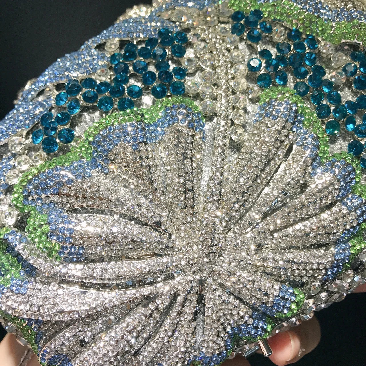 Crystal Wrap Diamond Banquet Clutch Bag Bridal Handbag Flower Rhinestone Evening Bag Metal Chain Diamond Bag Women Vintage Bag