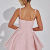 Mozision Sequins Bow Backless Sexy Mini Dress For Women Robe Fashion Square Collar Sleeveless High Waist A-line Club Dress