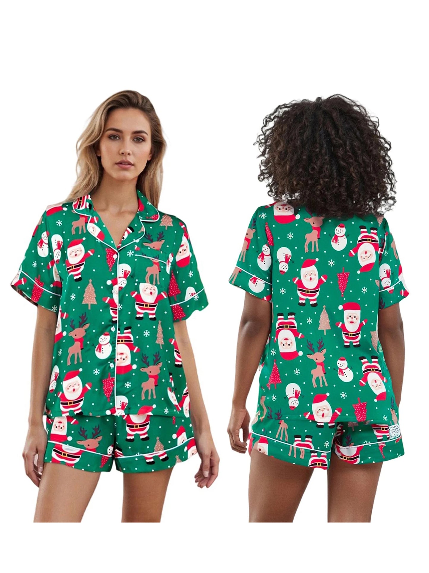 Women s Christmas Velvet Pajama Set with Reindeer Print Long Sleeve Top and Elastic Waist Pants Sleepwear for Winter Festivities