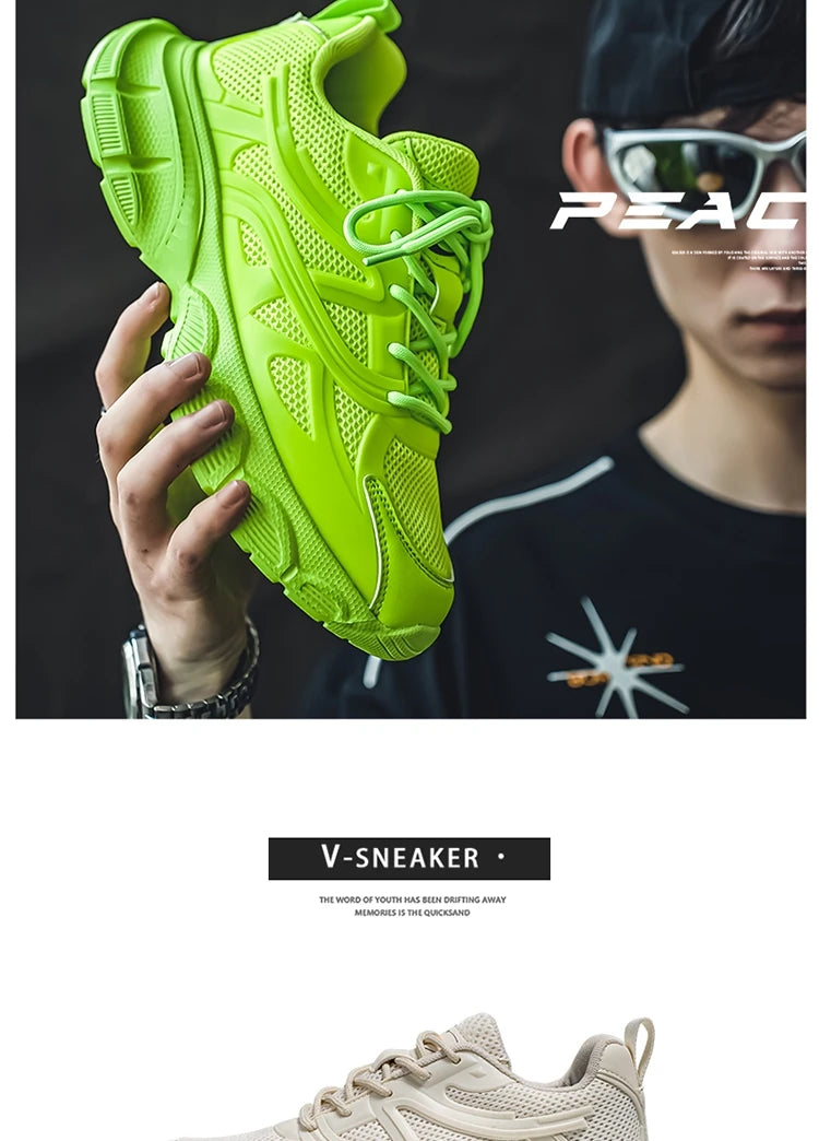 Autumn Men's New Breathable Sports Shoes Fashion Thick Sole Casual Shoes Comfortable and Versatile Trendy Running Shoes Spring