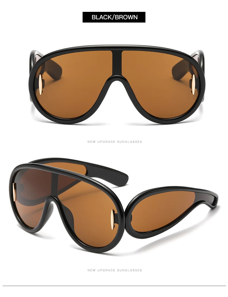 New Fashion Personality Hip Hop Cool Cyberpunk Sunglasses with Large Frame UV400 Anti UV Eyeglasses Oculos De Sol Feminino