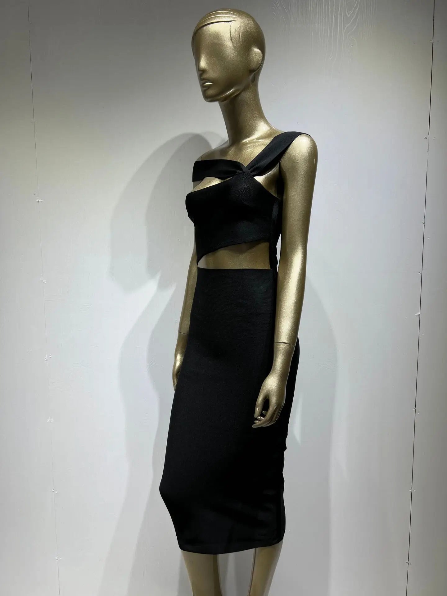Women Summer Sexy Hollow Out Brown Midi Knee Length Bodycon Bandage Dress 2023 Designer Elegant Evening Party Dress Vestido