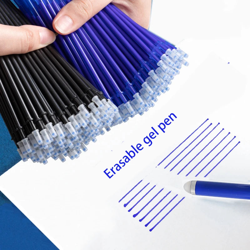 30/50/100Pcs/Lot 0.5mm Gel Pen Erasable Pen Refill Rod Set Blue Black Ink Shool Washable Handle Writing Stationery Supplies