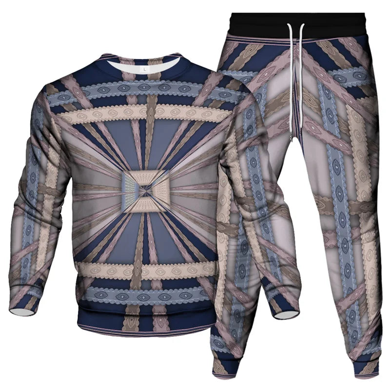 Vinatge Luxury Baroque Style Clothing Suit Men Jogging Pant Sweatshirt 2 Piece Set New Women Fashion Streetwear Tracksuit Set