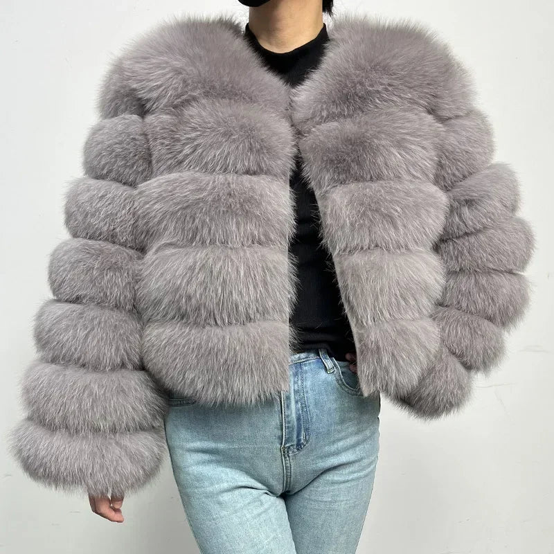 Maomaokong 2025 Natural Real Fox Fur Coat Women Winter Warm Luxury Fur Jacket Detachable Long Sleeves Female Vest Furry Coats