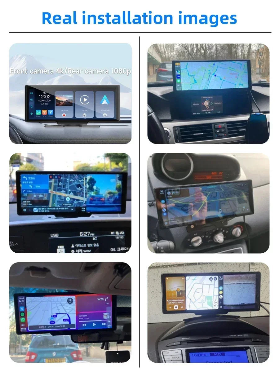 10.26'' Dash Cam 4K Car Mirror Video Player Wireless Carplay Android Auto GPS Car Monitor Multimedia Rearview Camera Dashboard