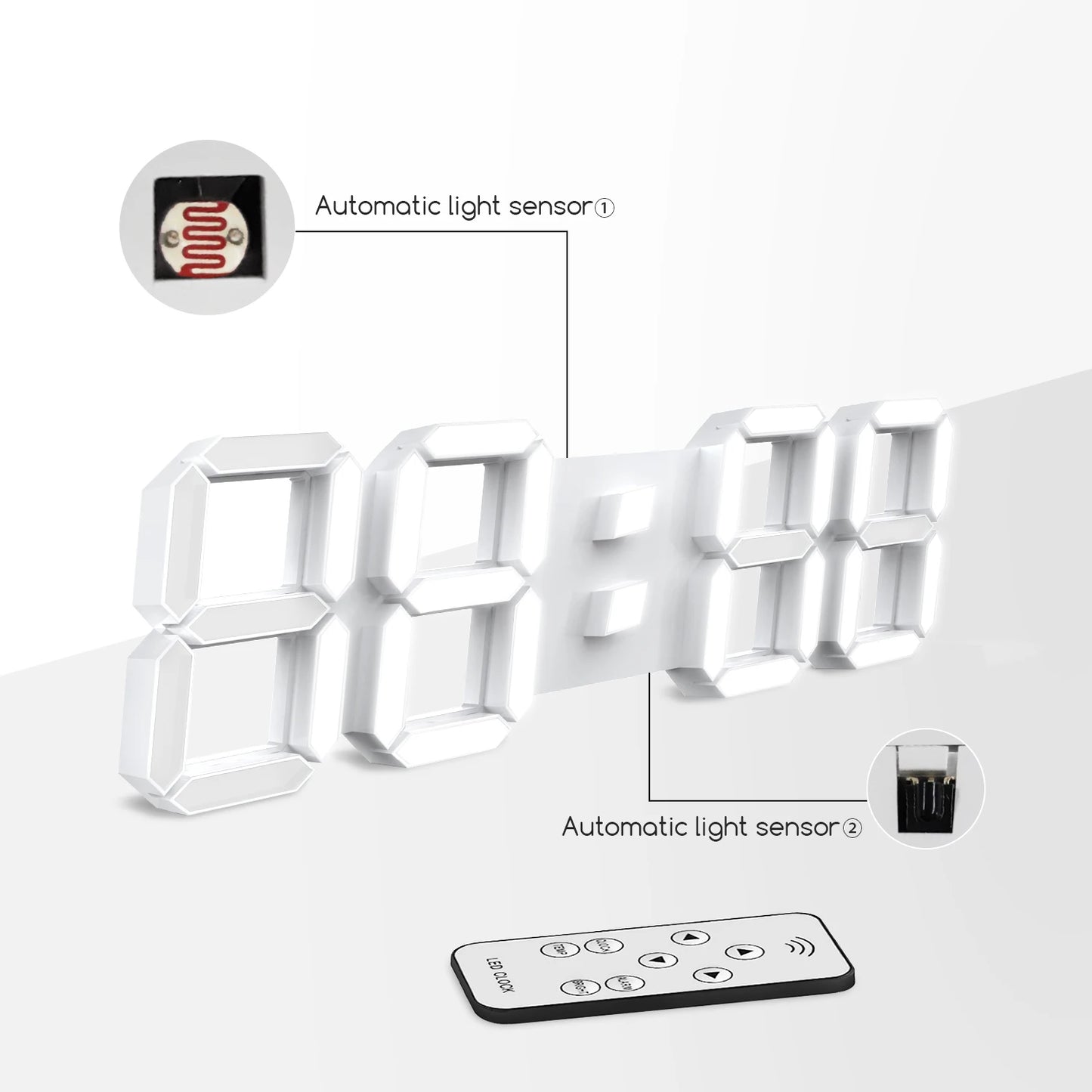 3D LED Wall Clock Large Digital Wall Clock With Remote Control Alarm Clock Time/Date/Temp Display Wall&Table Clock Modern Design