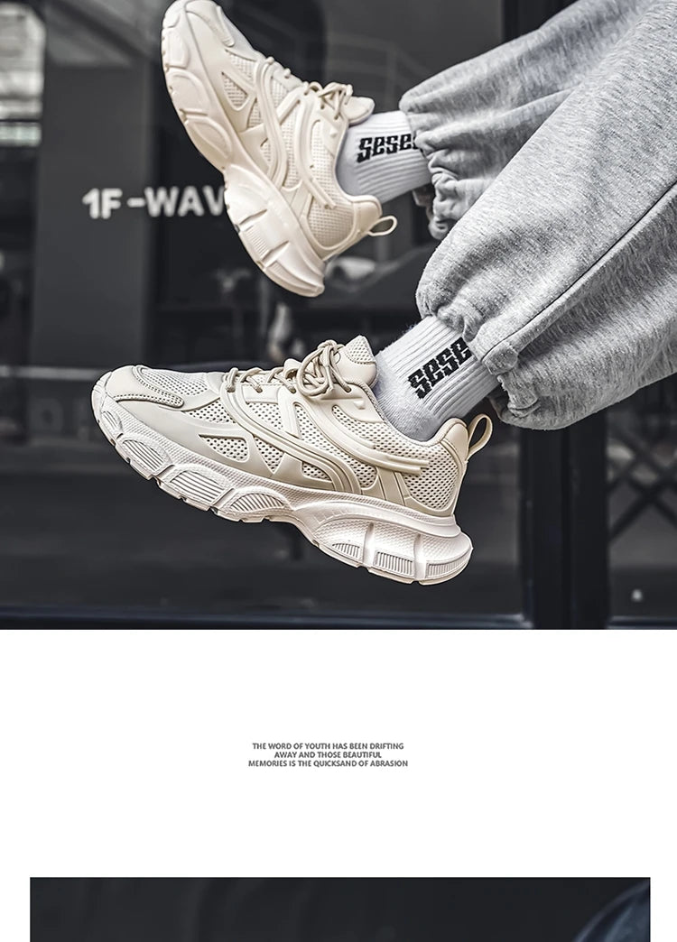 Autumn Men's New Breathable Sports Shoes Fashion Thick Sole Casual Shoes Comfortable and Versatile Trendy Running Shoes Spring