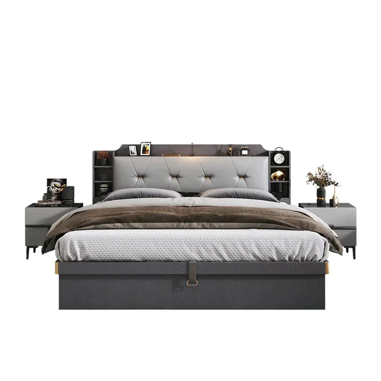 Minimalist Modern Full Bedroom Set Design Dresser Comfy Storage Double Bedroom Set Elegant Black Letto Matrimoniale Furniture