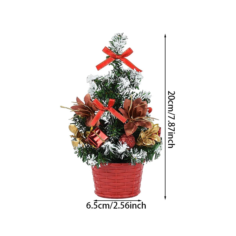 20/29cm Mini Christmas Tree Desktop Ornaments Artificial Plants Pine Needle Tree With Xmas Balls New Year Party Home Decor Gifts