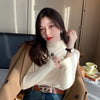 Women's Turtleneck Sweater Winter 2025 Retro Red with Velvet Lining Thickened Inner Wear Thermal Knitting Bottoming Shirt