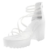 Women'S Fashionable Sandals Heels Asymmetric Transparent Strap Design Thick Heels Zipper Waterproof Platform High Heels Sandals