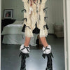 Karrram Y2k Aesthetics Lace Shirt Grunge Gothic Irregular Blouses Fairy Harajuku Bandage Shirt Vintage Lolita Clothes Mall Goth