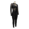 Sexy Mesh Patchwork Jumpsuits for Women Elegant Long Sleeve Bandage One Piece Party Long Bodysuit