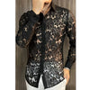 Men's Slim Fit Shirt Spring Semi Transparent Long Sleeved Shirt Men Nightclub Sexy Casual Social Party Tuxedo Stage Singer Shirt