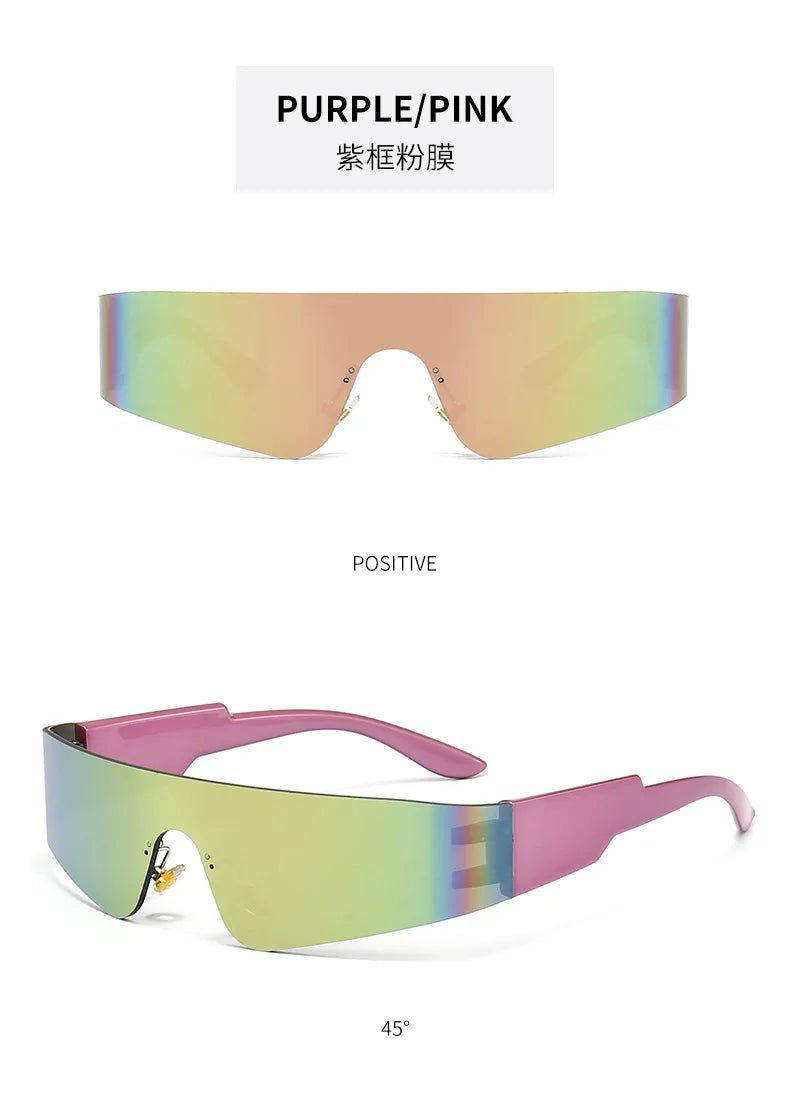 New Fashion Colorful Sports Sunglasses Women Cyberpunk Frameless Sun Glasses Anti Ultraviolet Driving Shades UV400 Oculos De Sol