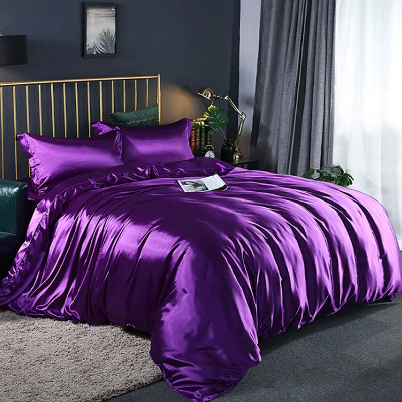 Bedding Duvet Cover Set Soft Silky Textured Comforter Cover with Corner Ties and Zipper Closure, Envelop Pillowcase