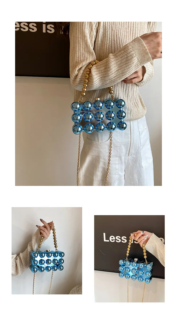 Mini Gold Chain Crossbody Bags for Women 2024 Y2K Korean Fashion Lady Evening Party Shoulder Bag Handbags and Purses