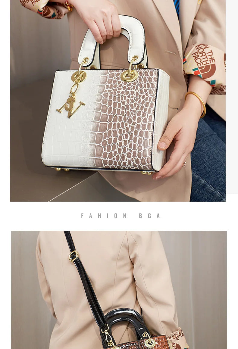 2024 High Quality Luxury Brand Designer PU Leather Shoulder Bag Women Hand Bags Crocodile Purses Ladies Messenger Handbag Totes