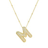 Cubic Zirconia Gold Plated  Bubble Alphabet Letter Necklace Monogram Necklace Balloon Initial Necklace Gifts for Women Girls
