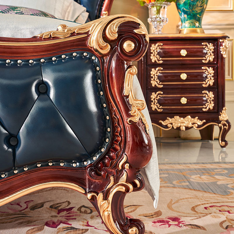 Nordic Luxury Aesthetic Bed Queen Size Cheap Cute Salon Bedroom King Bed Modern Wood Leather Camas Matrimonial Room Furniture