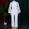 Elegant Jumpsuits & Rompers for Women O Neck Full Sleeve Belt Waisted Straight African Birthday Party Dinner Overalls Clothes OL