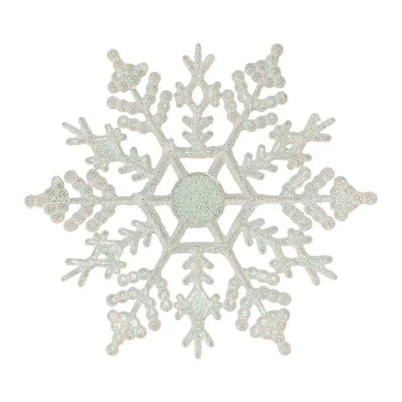 Pack Of 24/12/6 Pieces Snowflakes For Christmas Tree Decoration Blue Snowflakes With Bright Powder Winter New Year Hanging Decor