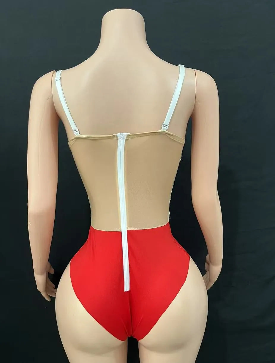 Multi colored triangle jumpsuit, party dress, birthday dress, bar party, dance party, dance team, gogo, women's bar, nightclub,