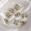 MHS.SUN New Leopard Bubble Letter Necklace Gold Plated Chunky Bubble Zircon 26 Initial Pendant Necklace Women Fashion Jewelry