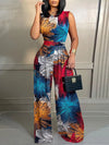 Elegant Women Wide Leg Long Juumpsuit 2024 Spring Summer Fashion Printed Sleeveless Casual Holiday Bodysuits Jumpsuits Trousers