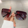 Y2K Luxury Brand Designer Rimless Square Sunglasses Women For Female Trendy Sun Glasses Diamond Butterfly Pink Punk Shades UV400