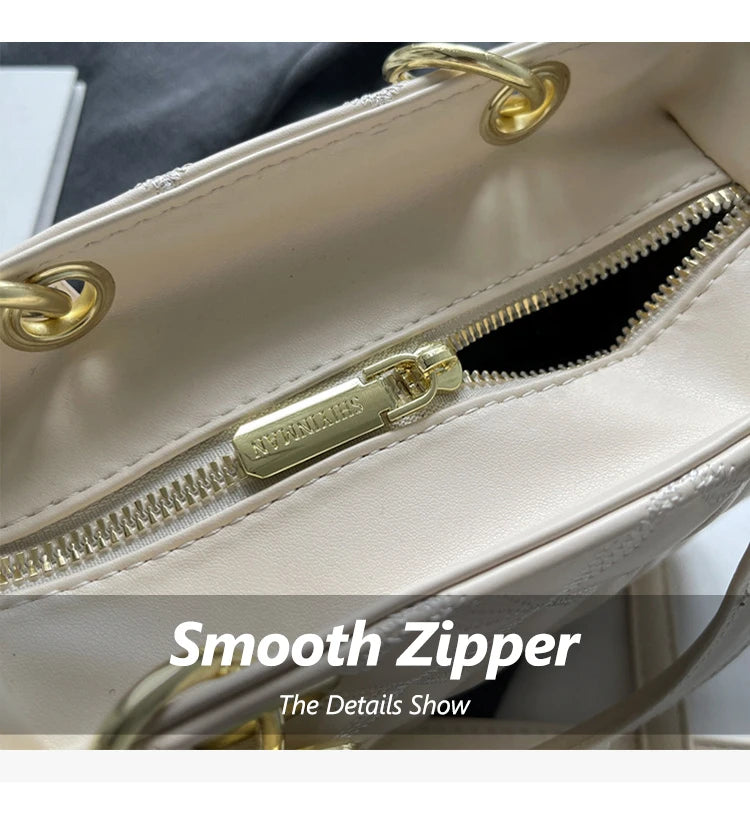 Quilted Pattern Solid Color Pu Handbag With Pendant Decoration, Versatile Noble Women's Crossbody Bag, Fashionable Handbag