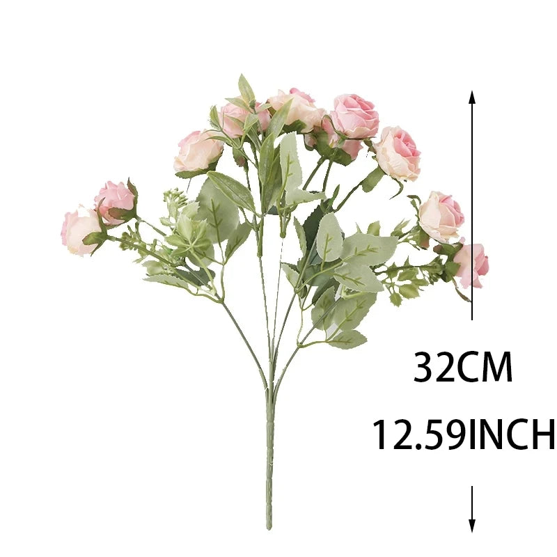 Artificial Flowers Silk Rose Bouquet Leaves Fake Flower For Vase Party Home Table Wedding Valentine's Day Gift Decoration