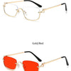Fashion Small Square Women's Sunglasses Luxury Brand Metal Half Frame Sunglasses Woman Trend 2024 Vintage Black Pink Shades