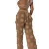 Sexy see through lace up vacation jumpsuits women summer body party club outfits streetwear womens jumpsuit Wide leg pants sets