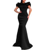 Elegant Long Dresses for Women Off the Shoulder Short Sleeve Mermaid Floor Length Luxury Female Birthday Party Dinner Dress Robe