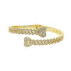 Iced Out Cuff Bangle Paved Setting Bling Cz Cubic Zirconia Wrist Cuban Chain Link Bracelets Fashion Hip Hop Jewelry for Women