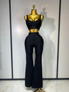 Women Sexy Bandage Crop Top Pant Set Evening Party Club Luxury Birthday High Street Fashion Elegant Luxury Birthday Outfit ﻿