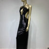 Women Summer Luxury Sexy Backless Halter Black Mesh Sequins Maxi Long Gowns Dress Elegant Celebrity Evening Party Club Dress