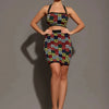 Women 2025 New Sexy Backless Halter Jacquard Two Piece Mini Skirt Bandage Set Celebrity Designer Evening Party Women's Set