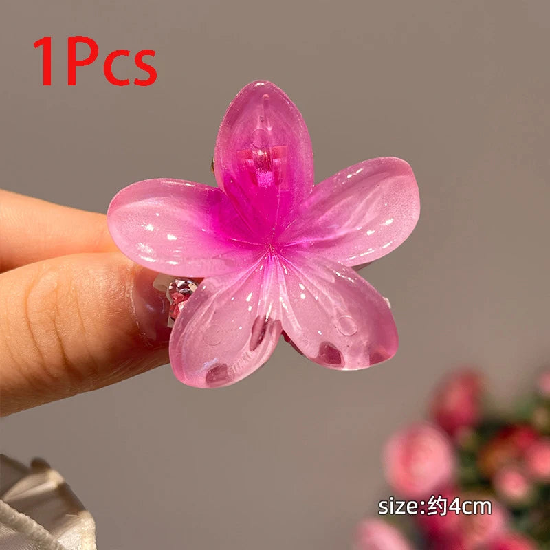 6Pcs Gradient Hair Clips New Flower Hair Claws Small Size Fashion Headwear Hairpin Crab Barrette Hair Accessories for Women