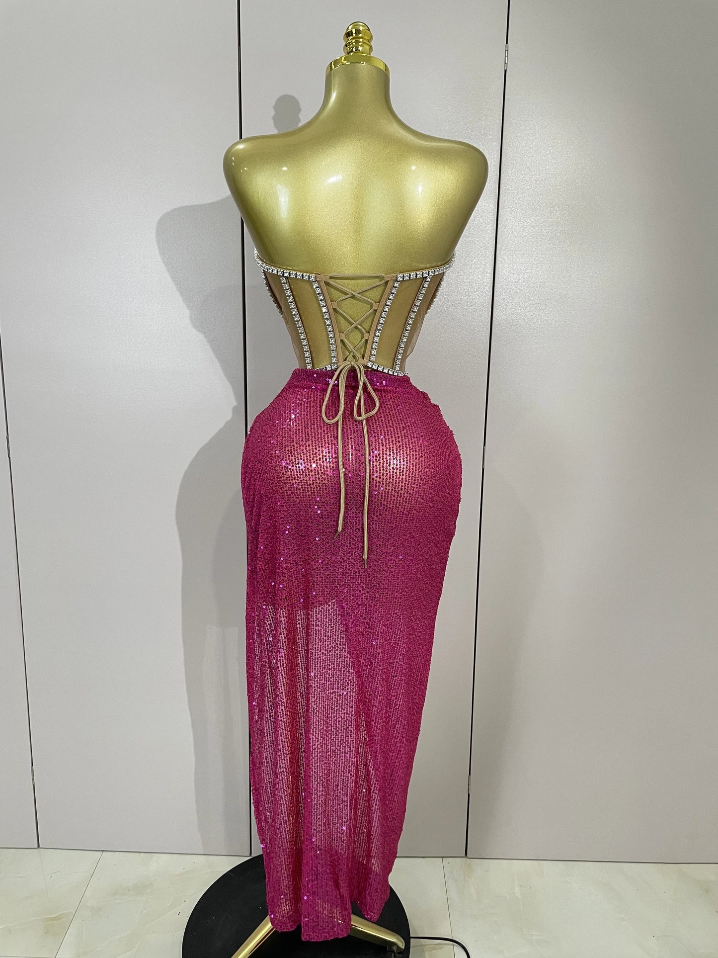 Sparkly Sequins Diamond Birthday Party Two Piece Set Evening Dress 2025 Women Sexy Singer Dancer NightClub Bar Performan Costume