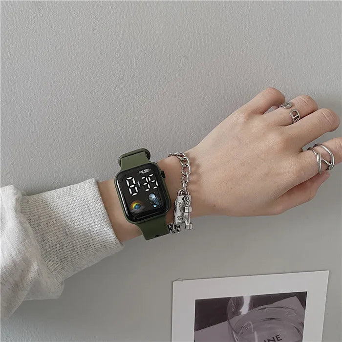 Technological LED Astro Watch for Women and Men Students Ins High Beauty Watches with Simple Fashion and Waterproof Electronics