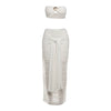 Weird Puss Elegant Women 2piece Set Sexy See Through Thin Tierred Y2K Seashell Tube Top+Wrapped Bandage Skirts Matching Clubwear