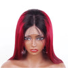 1B/99J Burgundy Short Straight Bob Human Hair Wigs Brazilian Lace Front Human Hair Wigs Pre Plucked T Part Lace Wigs Remy Hair