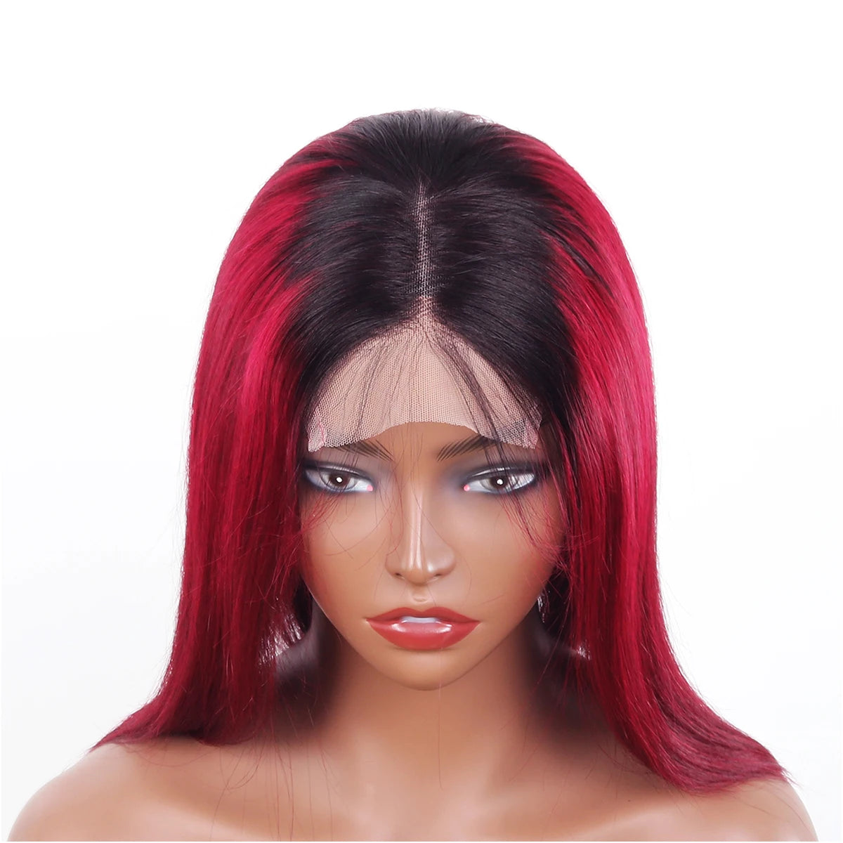 1B/99J Burgundy Short Straight Bob Human Hair Wigs Brazilian Lace Front Human Hair Wigs Pre Plucked T Part Lace Wigs Remy Hair