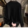 Fashion Hip Hop Half High Collar Sweatshirts Luxury Printing Fashion Versatile Pullover Hoodie Social Nightclub Men Clothing