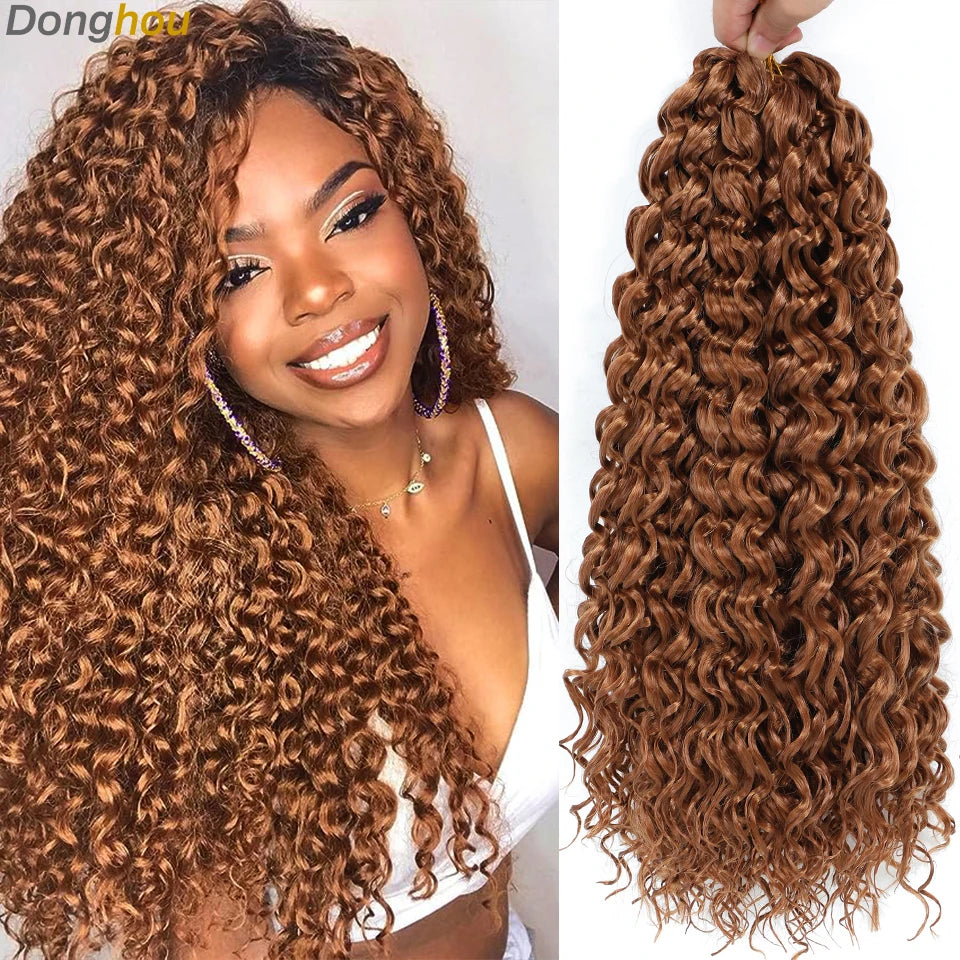 Beach Curl Crochet Hair Gogo Curl Crochet Hair 18 Inch Ombre Brown Blonde Bug Ginger T30 Synthetic Deep Wave Twist Crochet Braid